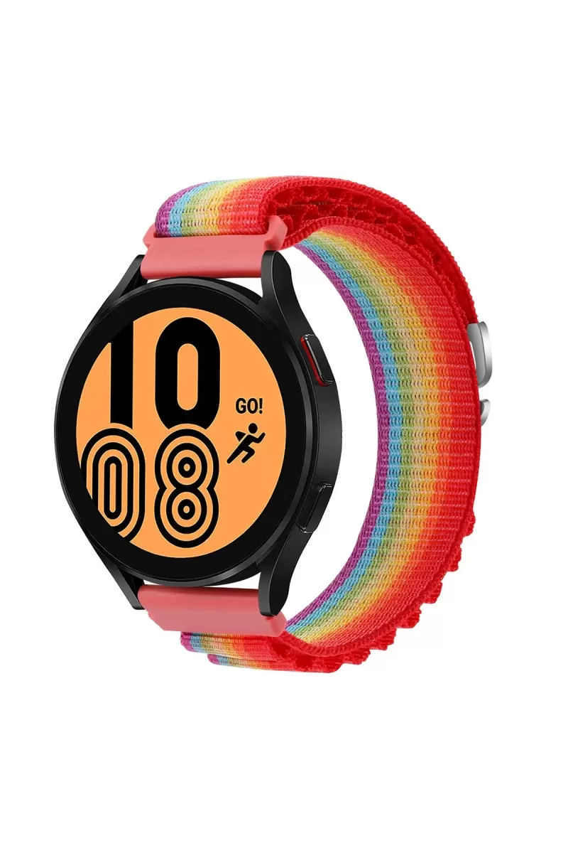 Watch 22mm Uyumlu KR410 Kumaş Kordon - Gökkuşağı 1