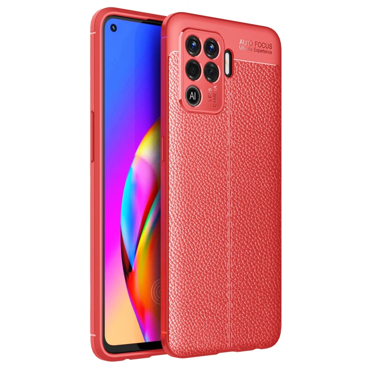 Oppo Reno 5 Lite Kılıf Auto Focus Kapak - Kırmızı