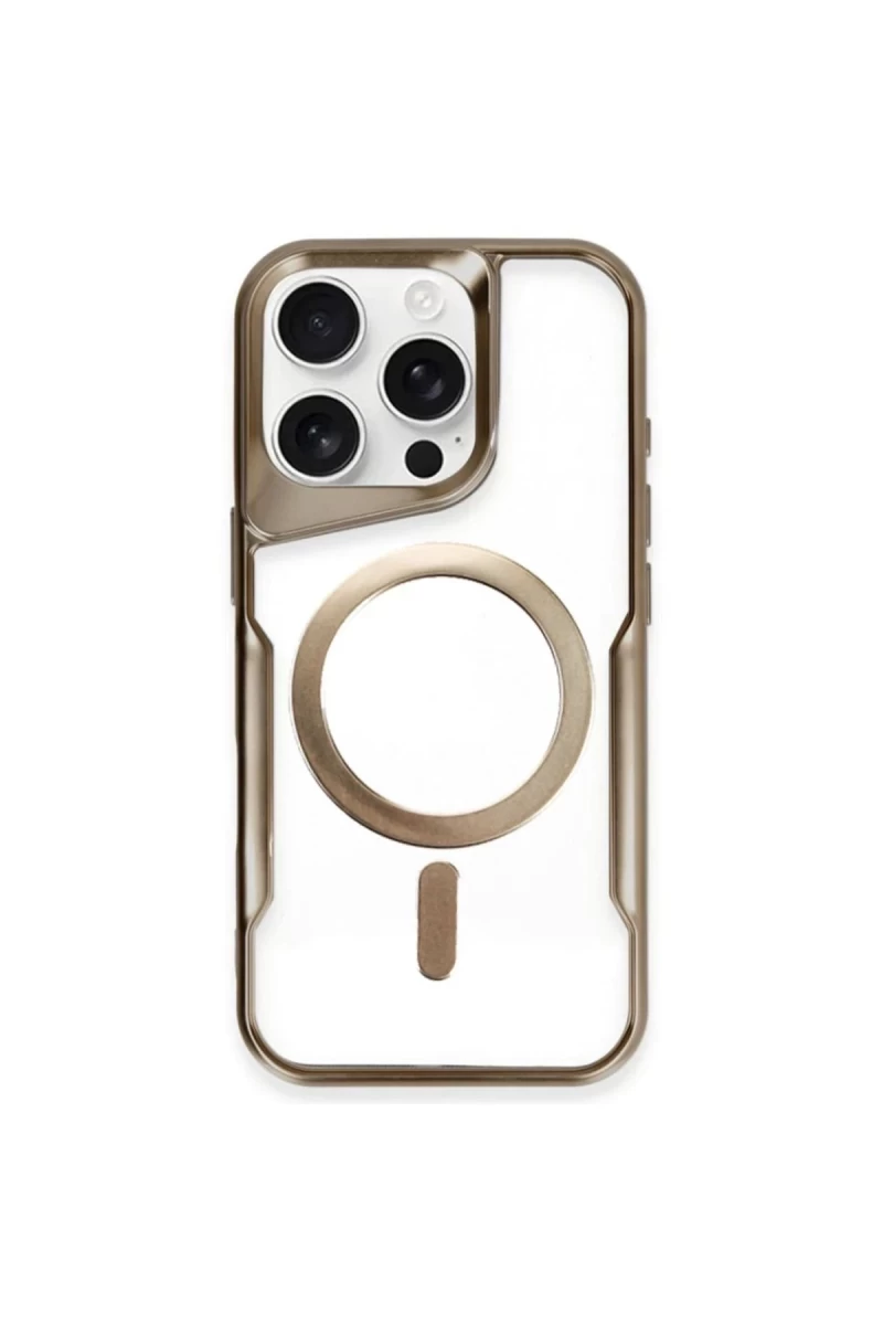 Apple iPhone 15 Pro Max Uyumlu Kılıf Boyi Magsafe Silikon Kapak - Kahverengi