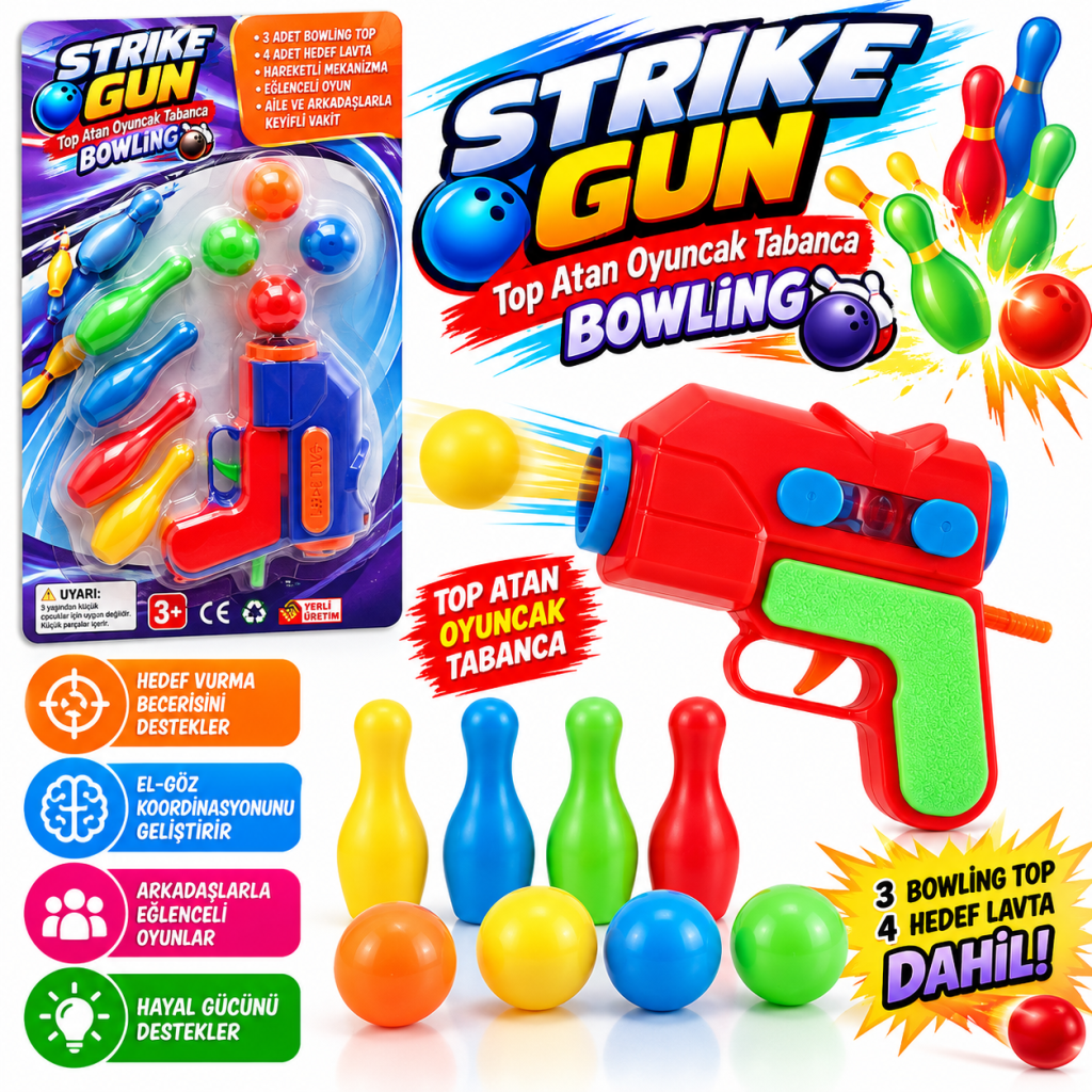 Top Atan Oyuncak Aksiyon Atıcısı Bowling