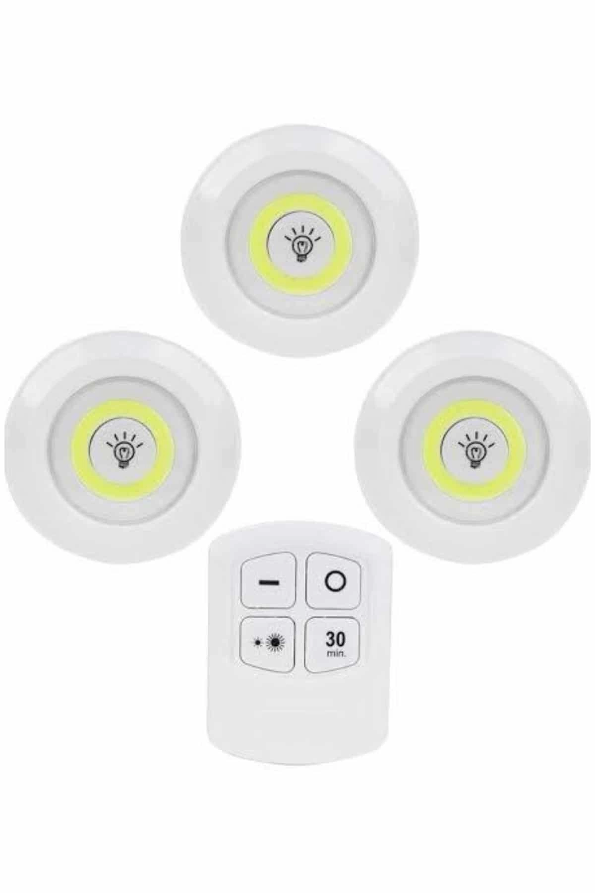 Ergonomik Kablosuz LED Spot Lamba Seti 3'lü Paket