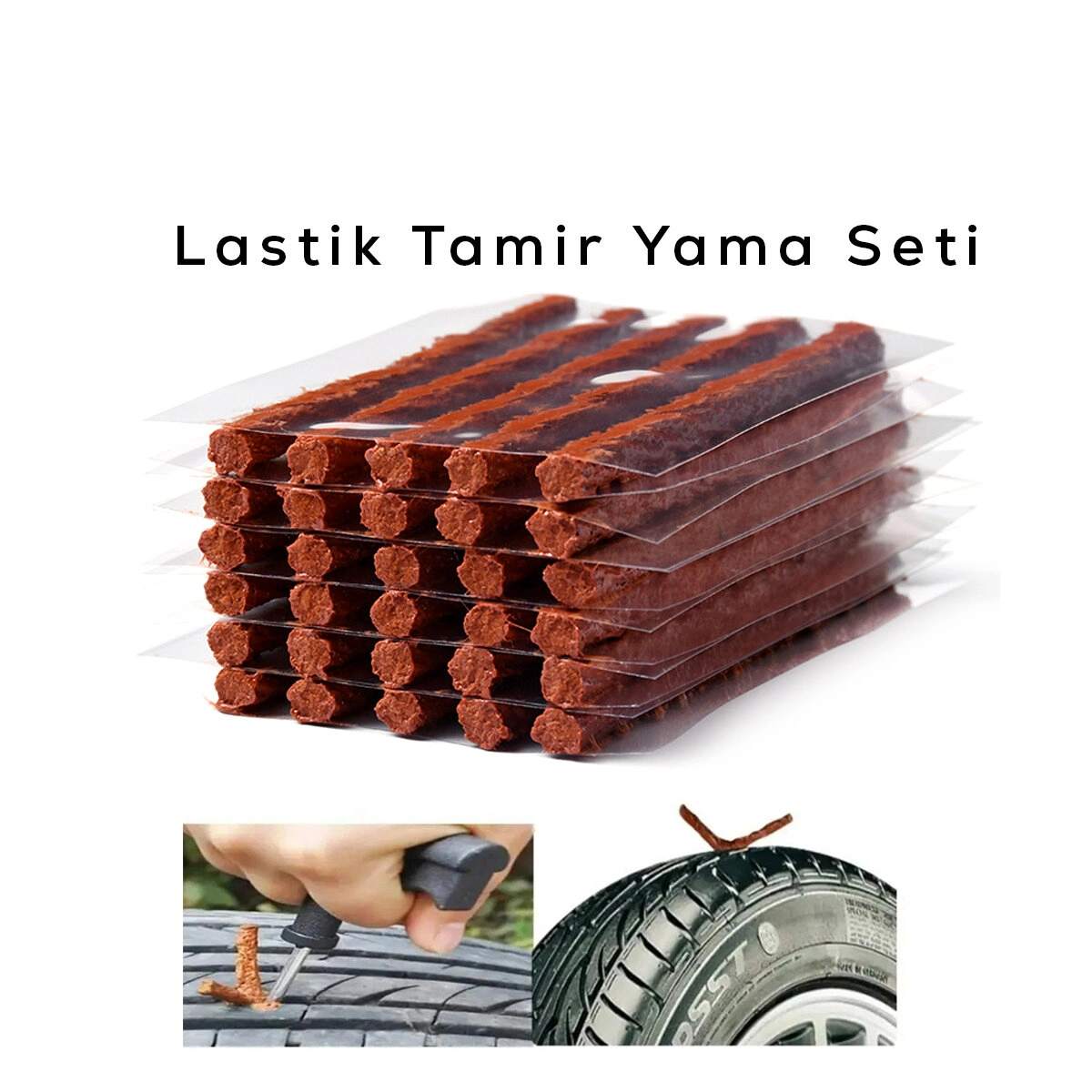 Lastik Tamir Yama Fitili 50 Adet Pratik Set