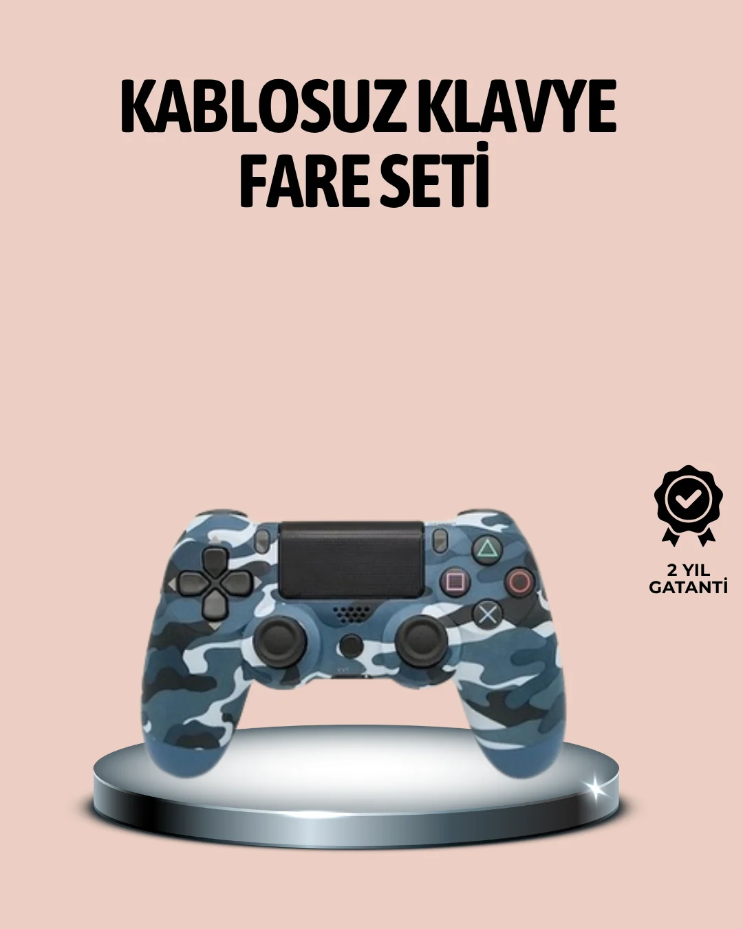 Bluetooth Kablosuz PS4 Gamepad Çift Motorlu Siyah Controller