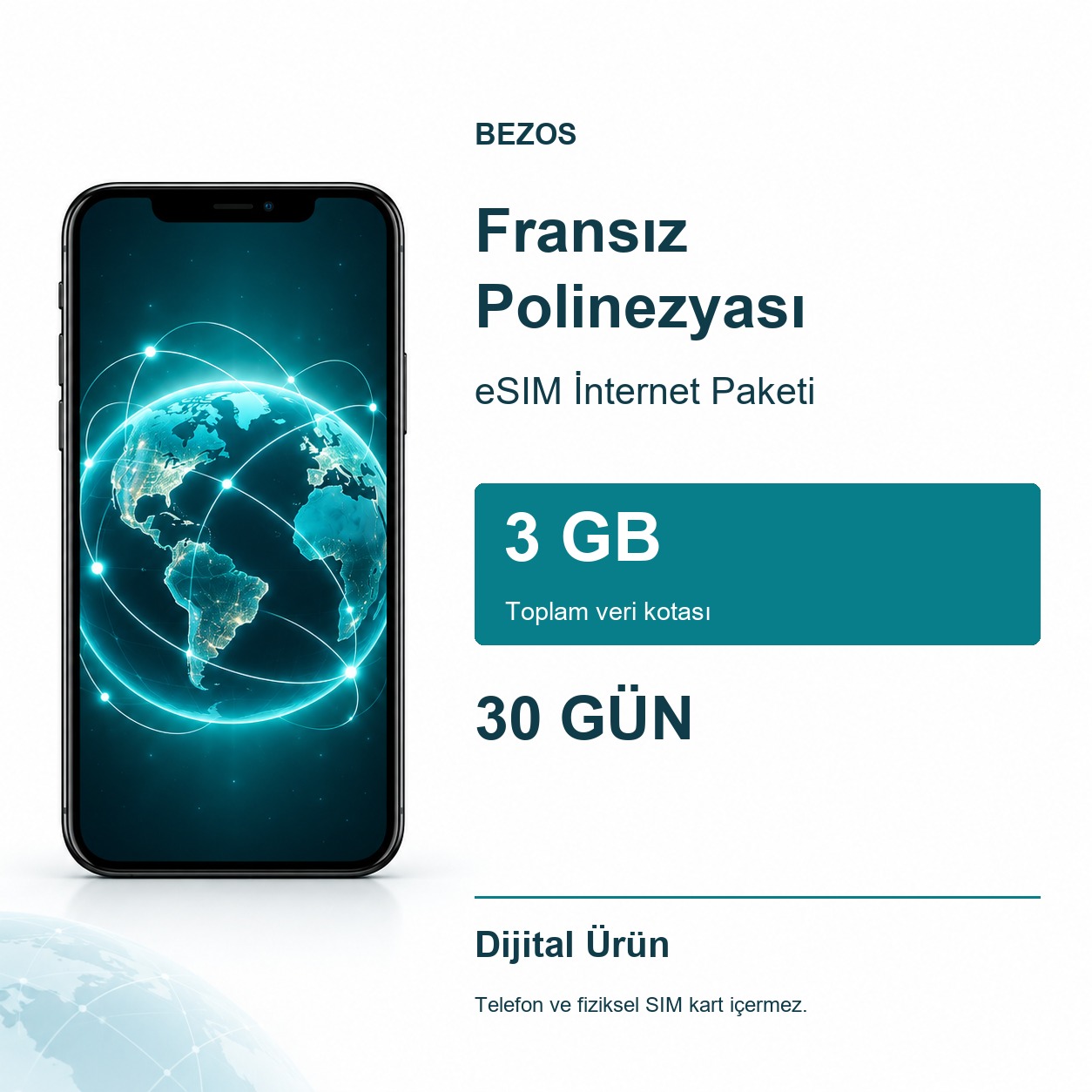 Fransız Polinezyası eSIM İnternet Paketi 3 GB 30 Gün