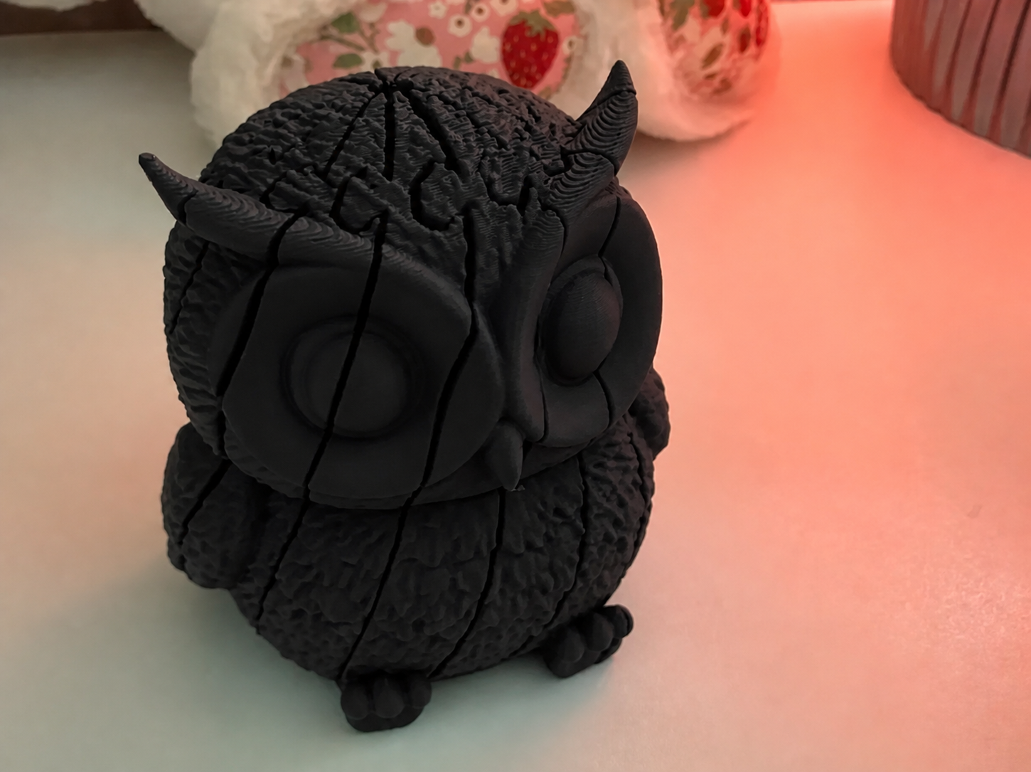 3D Baskı Hareketli Baykuş Figürü - Eklemli Flexi Oyuncak - Siyah