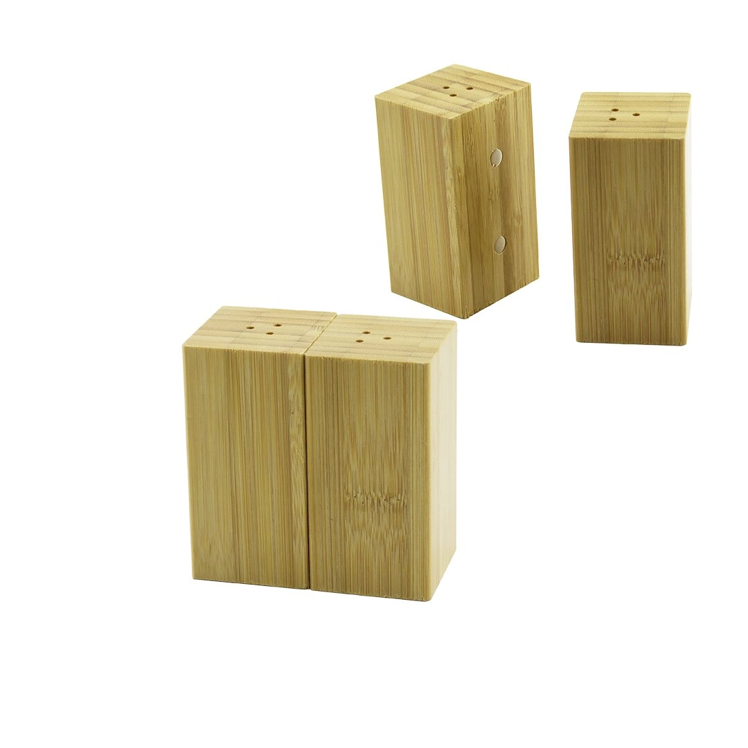 Mıknatıslı İkiz Ahşap Bambu Tuzluk 2 Adet 4.5x5cm