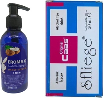 Eromax Sfliegedamla 20 ml + 120 ml Hindistan Cevizi Aromalı Yenilebilir Masaj Yağı