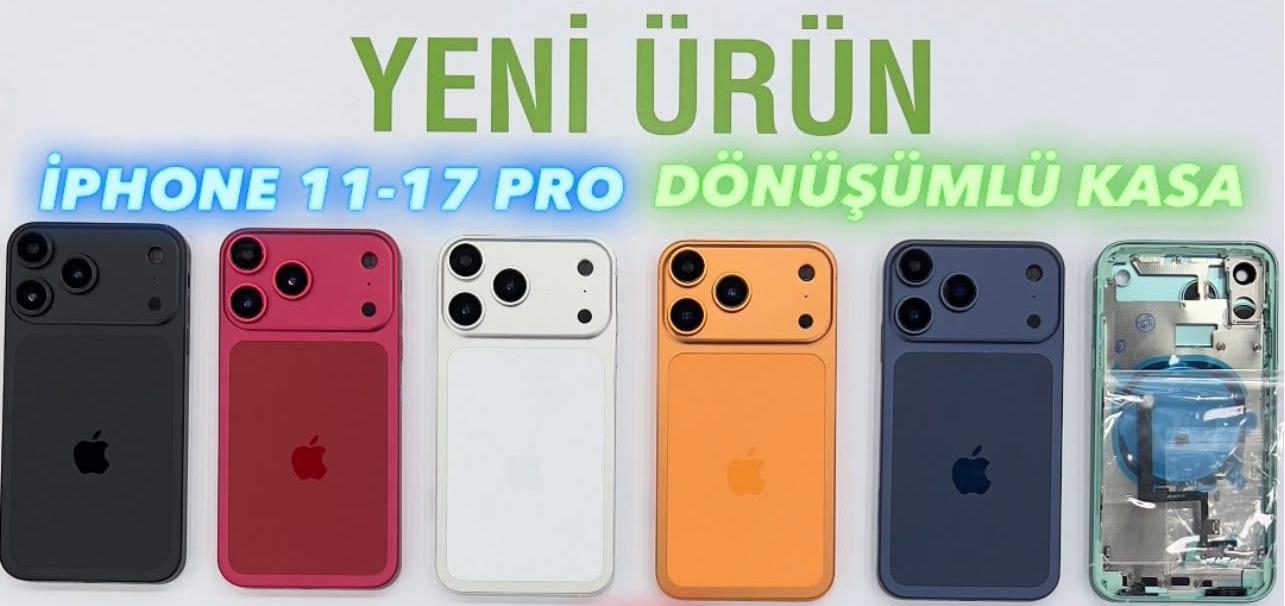 iPhone 11 Uyumlu - 17 PRO'ya Dönüşüm Kasa (TURUNCU)