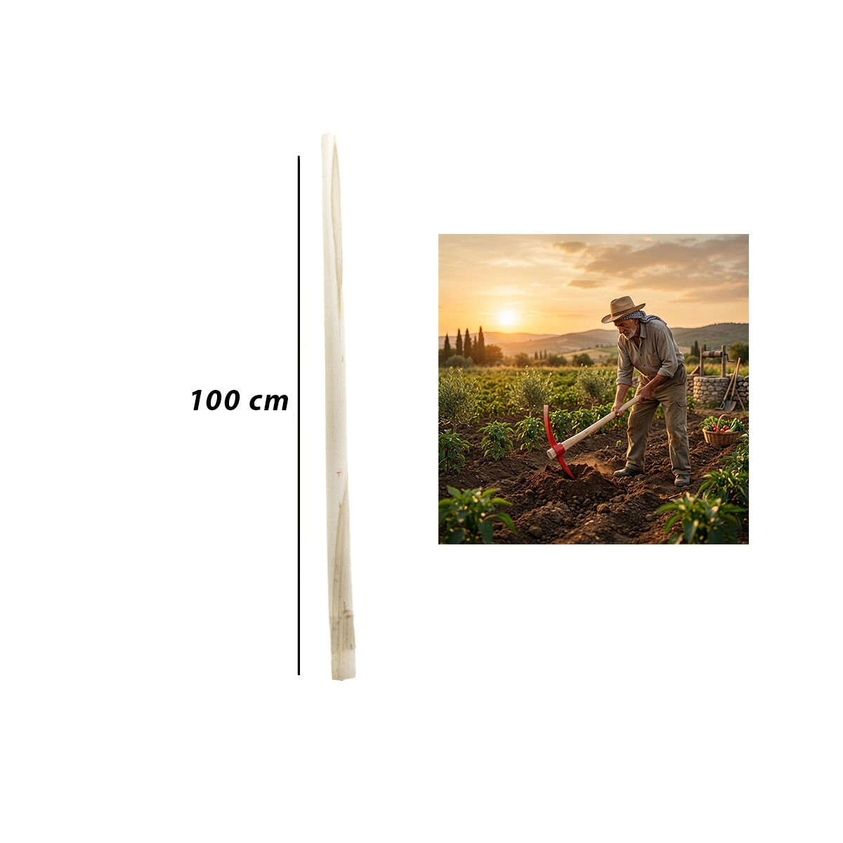 Uzun Ahşap Kazma Sapı 100 cm Bahçe Aletleri