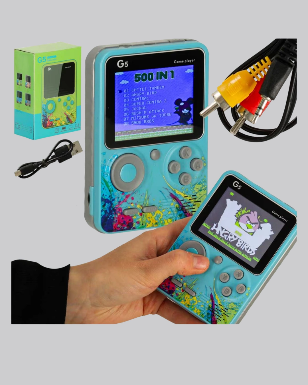Retro Oyun Konsolu 500 Oyunlu 3 İnç HD Ekran ile Taşınabilir