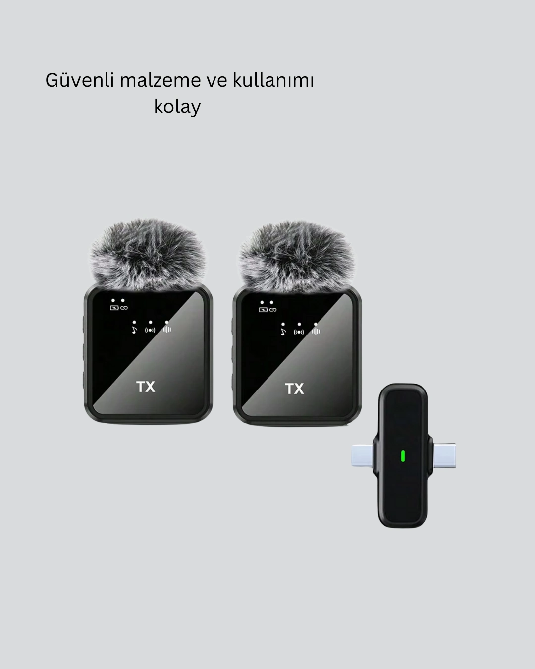 Ergonomik Kablosuz Yaka Mikrofonu iOS ve Android Uyumlu