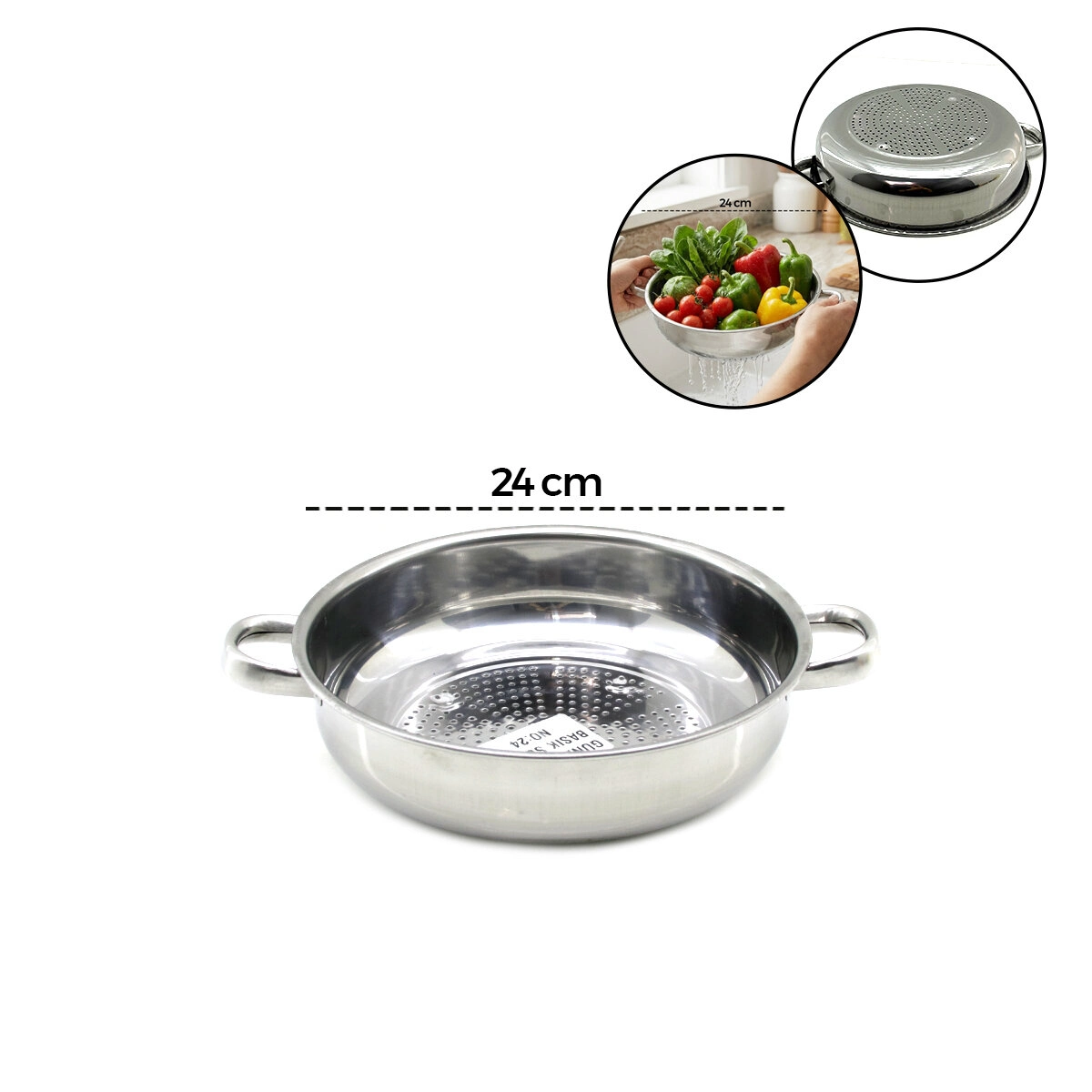 Pratik Metal Süzgeç 24 cm Kulplu Mutfak Aracı