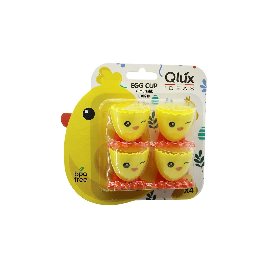 EGG CUP 4PCS YUMURTALIK EMOJİ DESEN - RENKLİ PLASTİK CİVCİV - 1 2 KIRI