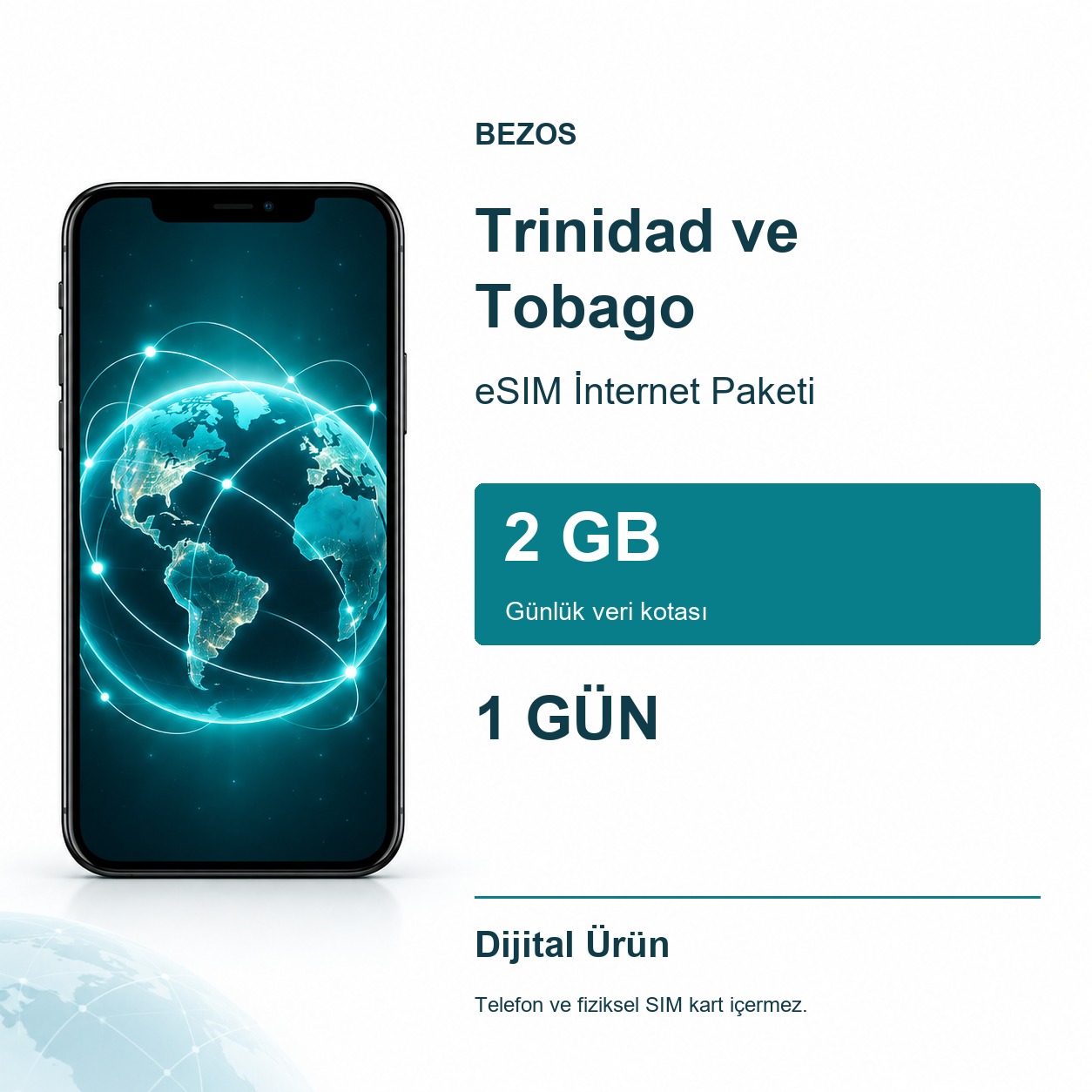 Trinidad ve Tobago eSIM İnternet Paketi Günlük 2 GB 1 Gün