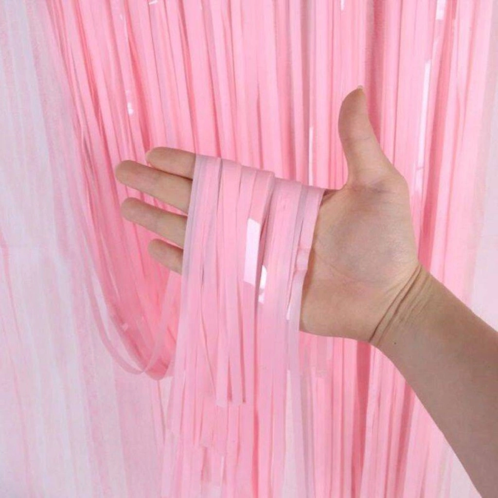 Şık Pembe Püsküllü Kapı Perdesi 1x2 m Parti Dekorasyonu