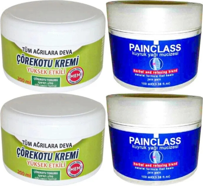 Süper Çörek Otu Xl Boy Krem 2X200 Ml+Painclass Kuyruk Yağı Kremi 2x 100 ml
