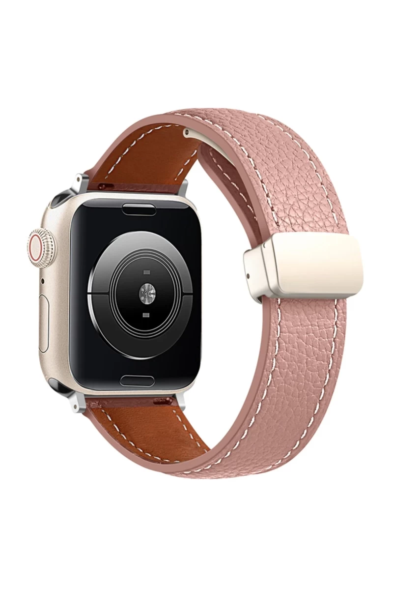 Apple Watch 38mm Uyumlu KR414 Daks Deri Kordon - Pembe