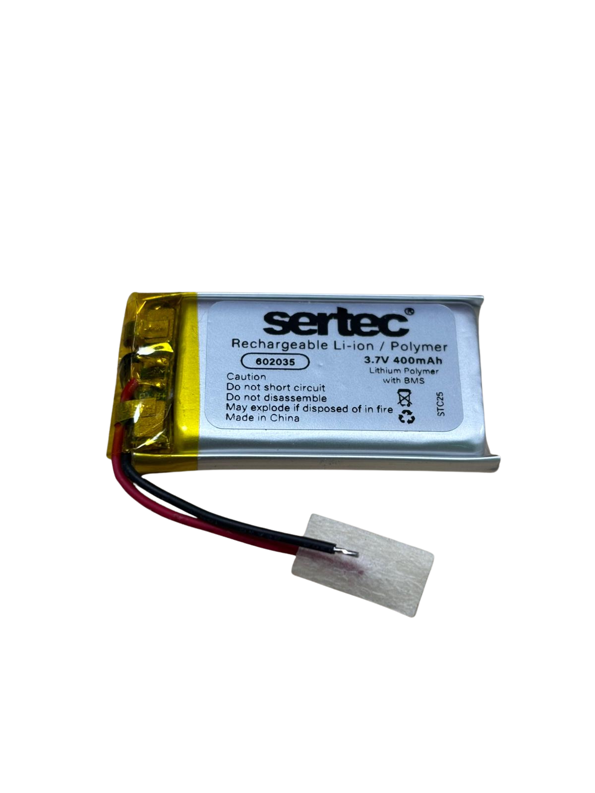 602035 3.7V 400mAh Li-Polymer Pil (Devreli/1.5A)